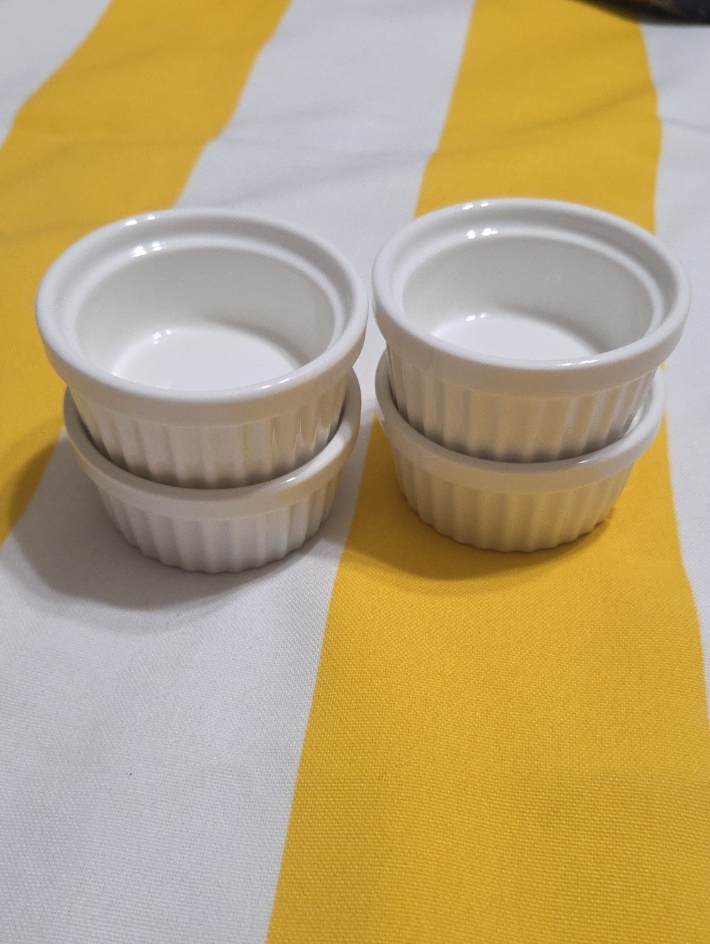 Sweese White Ceramic Ramekins Set of 4 3.5 Inch Fluted Oven Safe Baking Cups